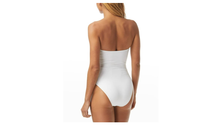 Carmen Marc Valvo Knot-Front Bandeau One-Piece Swimsuit White 6