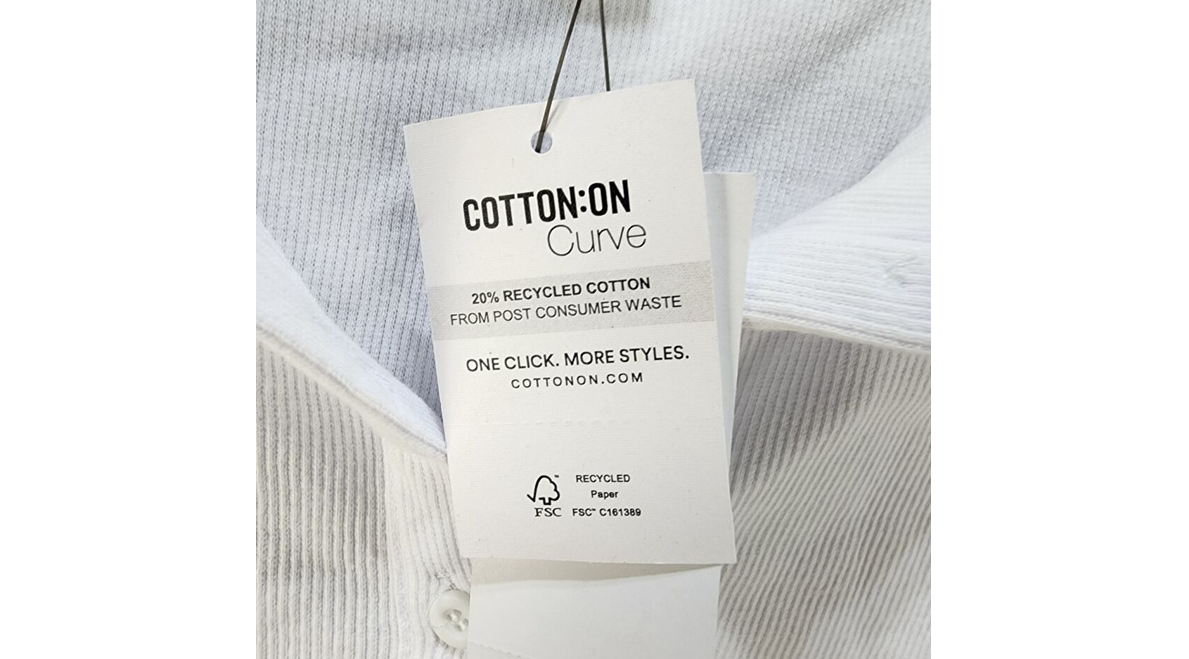COTTON ON Curve Active Tennis Polo Women's 14 White Solid Short Sleeve Collared
