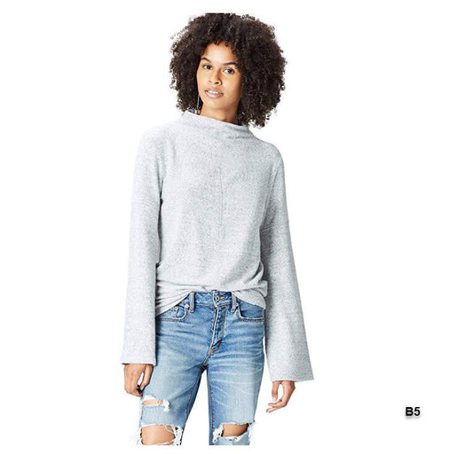 AMZ find. Women's Soft High Neck Long Sleeve Sweater, -Grey EU L (US 10) ~ B5~