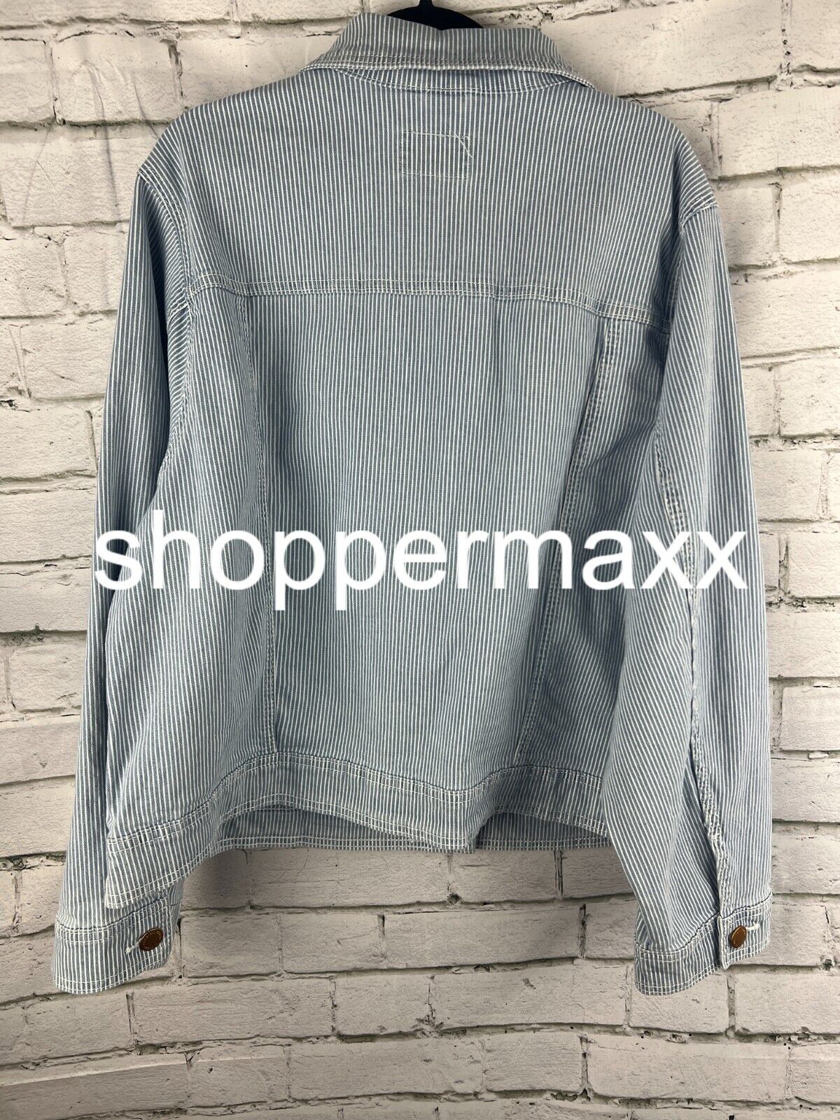 Women's Denim Jacket - Universal Thread, Light Blue Striped, BLUE-WHITE XXL