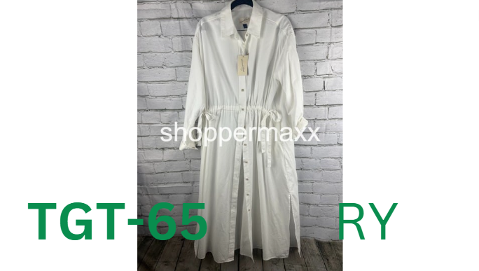 Women's Long Sleeve Cinch Waist Maxi Shirtdress - Universal Thread, White, M