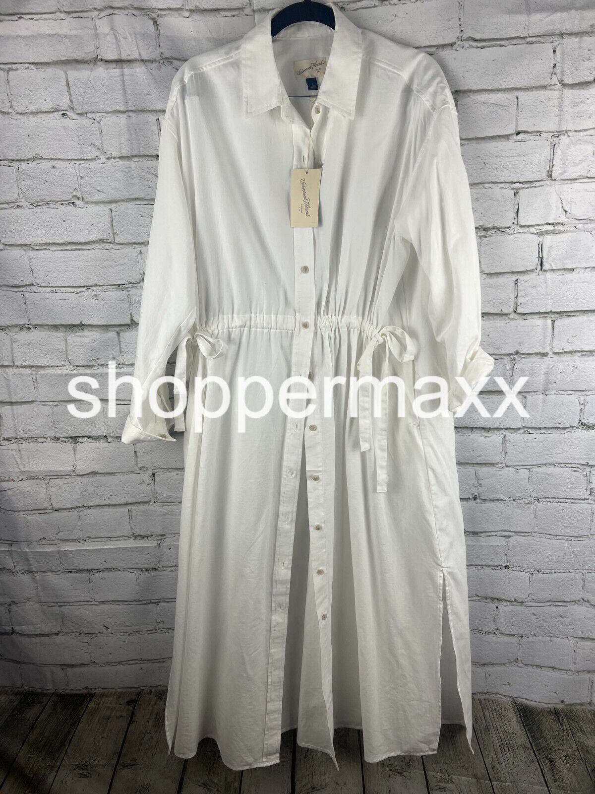 Women's Long Sleeve Cinch Waist Maxi Shirtdress - Universal Thread, White, M