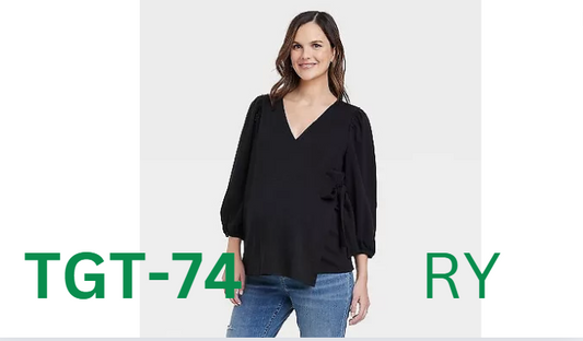 3/4 Sleeve Wrap Maternity Top - Isabel Maternity by Ingrid & Isabel, Black, M