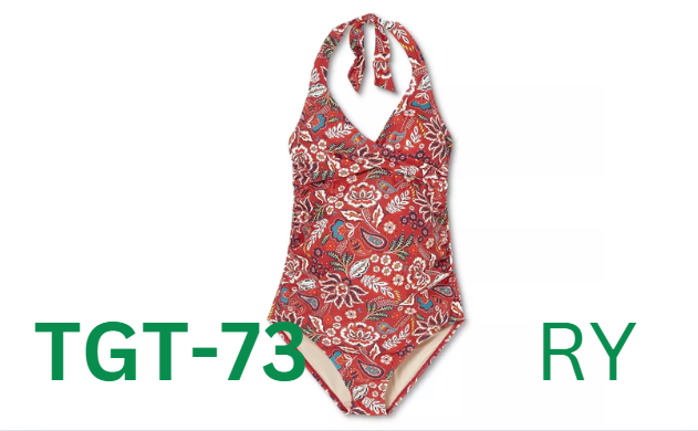 Wrap Front Halter One Piece Maternity Swimsuit - RED FLORAL, M