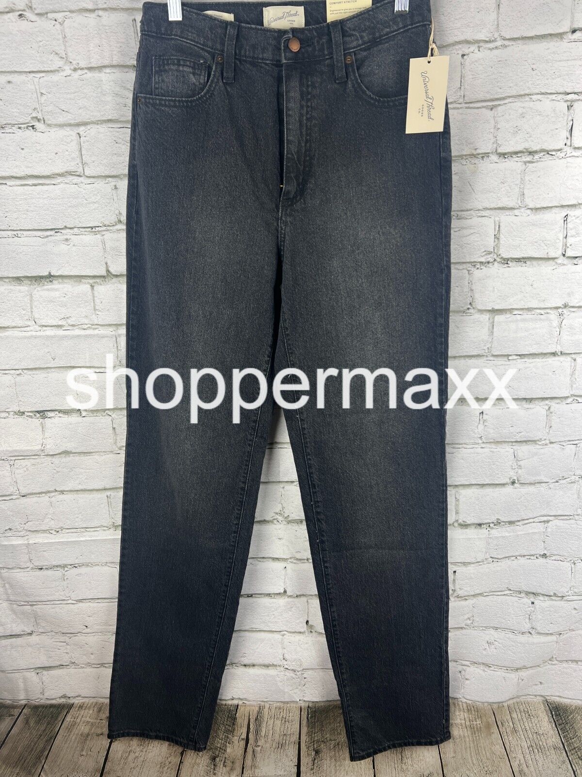 WOMEN'S HIGH-RISE 90'S VINTAGE STRAIGHT JEANS - UNIVERSAL THREAD, BLACK, 6 LONG