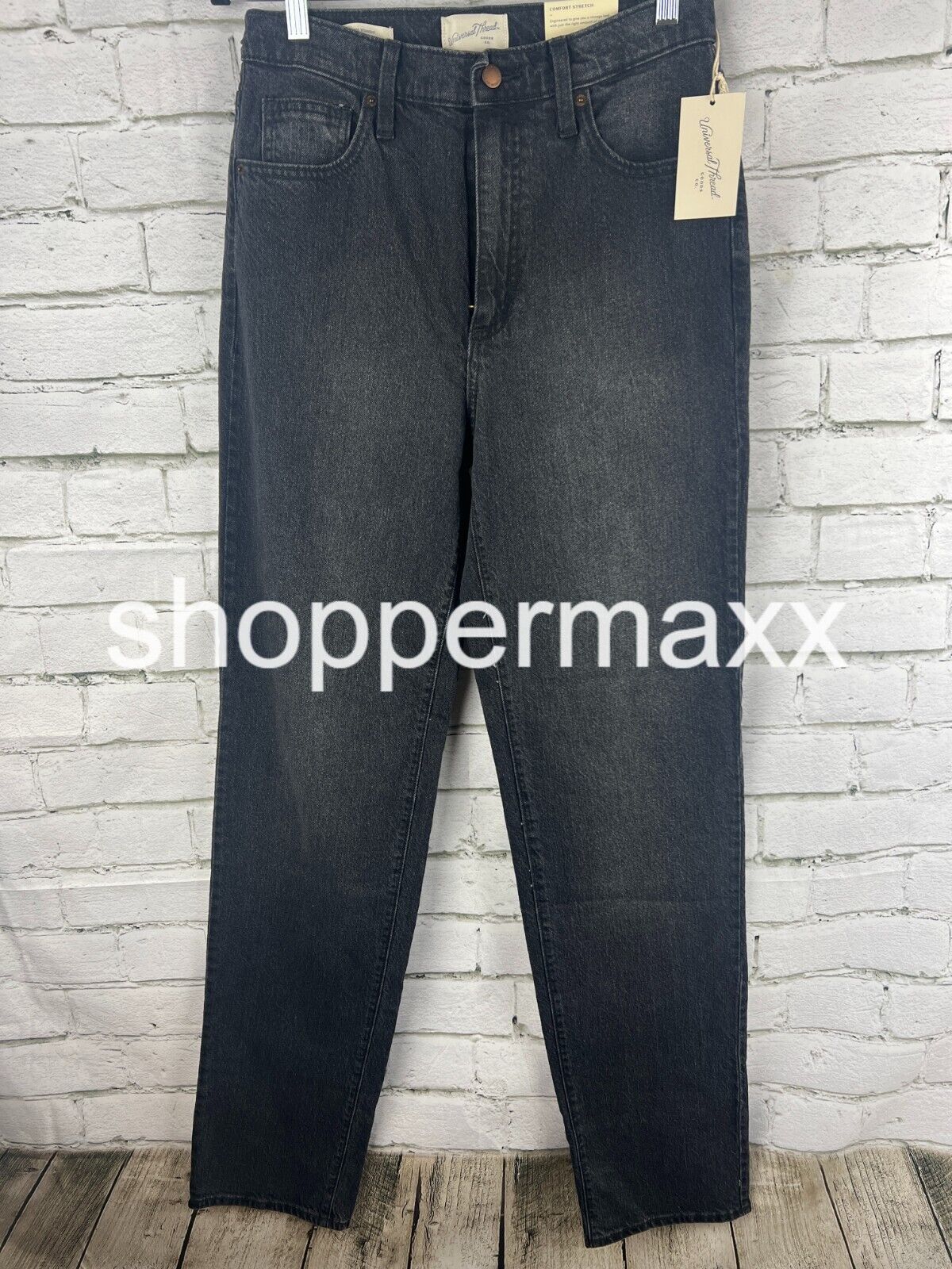 WOMEN'S HIGH-RISE 90'S VINTAGE STRAIGHT JEANS - UNIVERSAL THREAD, BLACK, 6 LONG