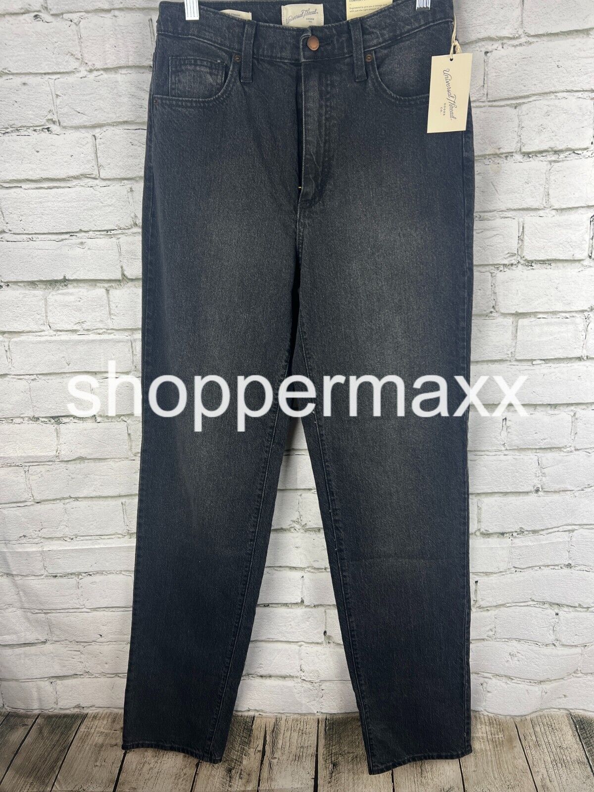 WOMEN'S HIGH-RISE 90'S VINTAGE STRAIGHT JEANS - UNIVERSAL THREAD, BLACK, 6 LONG