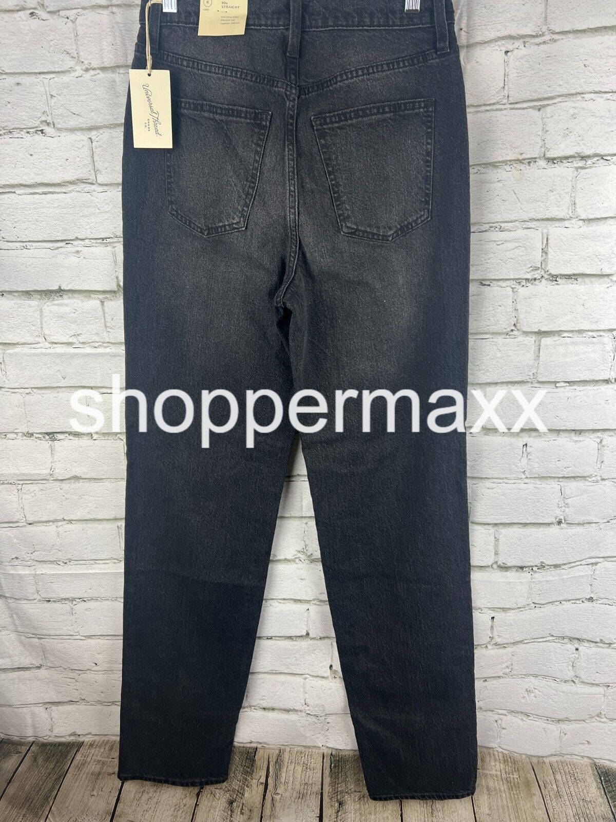 WOMEN'S HIGH-RISE 90'S VINTAGE STRAIGHT JEANS - UNIVERSAL THREAD, BLACK, 6 LONG