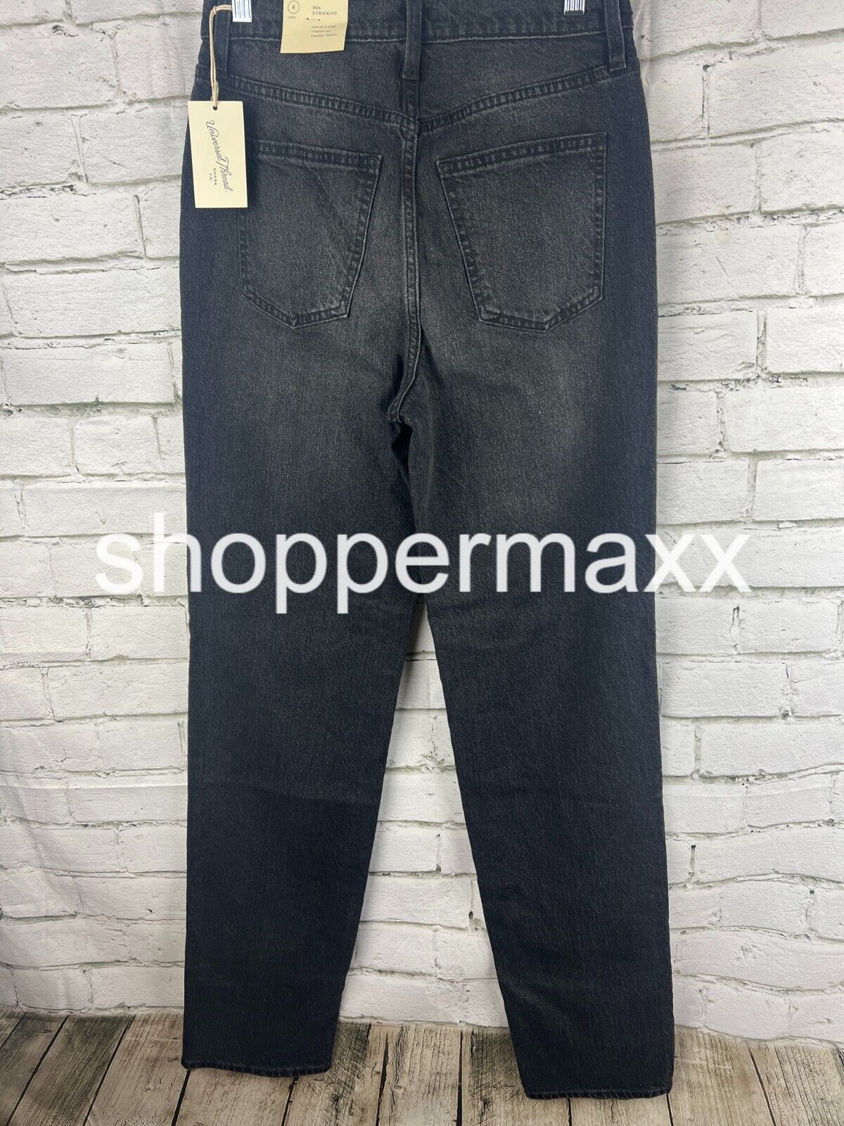 WOMEN'S HIGH-RISE 90'S VINTAGE STRAIGHT JEANS - UNIVERSAL THREAD, BLACK, 6 LONG