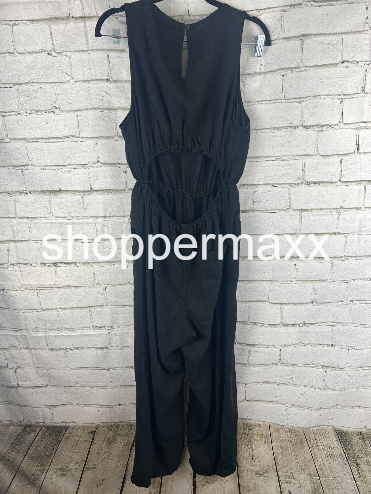 Women's Linen V-Neck Jumpsuit - Universal Thread, Black, Medium