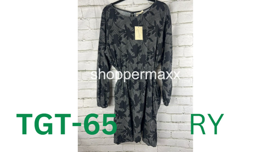 Women's Balloon Long Sleeve Mini A-Line Dress-Universal Thread, Black Floral, XL