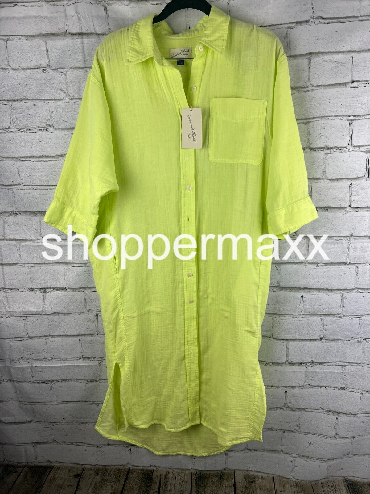 Women's 3/4 Sleeve Shirtdress - Universal Thread, Yellow, XS