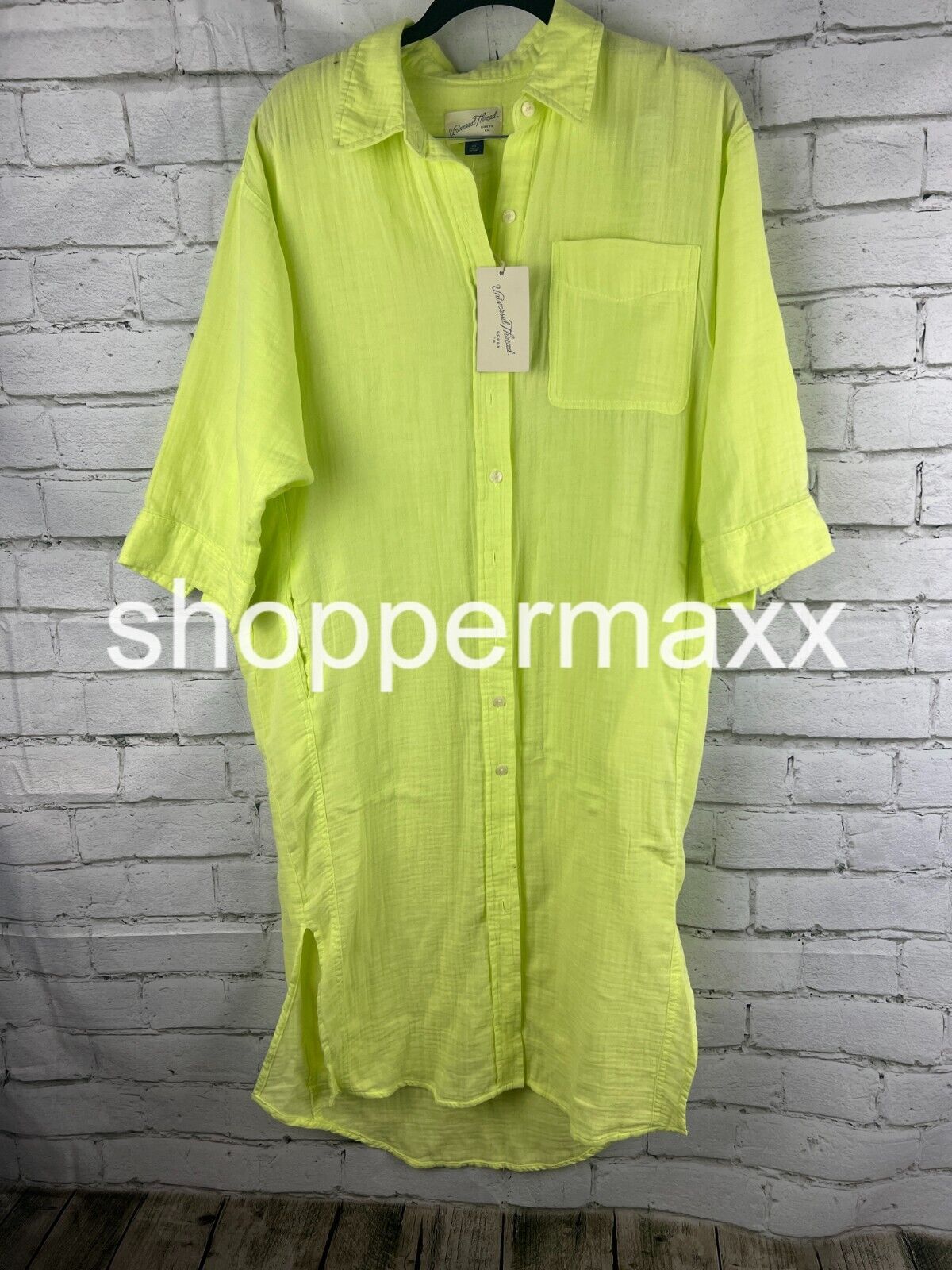 Women's 3/4 Sleeve Shirtdress - Universal Thread, Yellow, XS