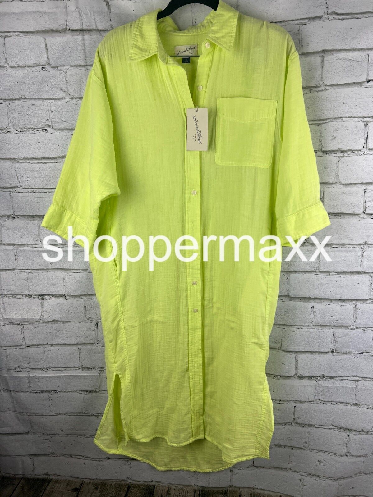 Women's 3/4 Sleeve Shirtdress - Universal Thread, Yellow, XS