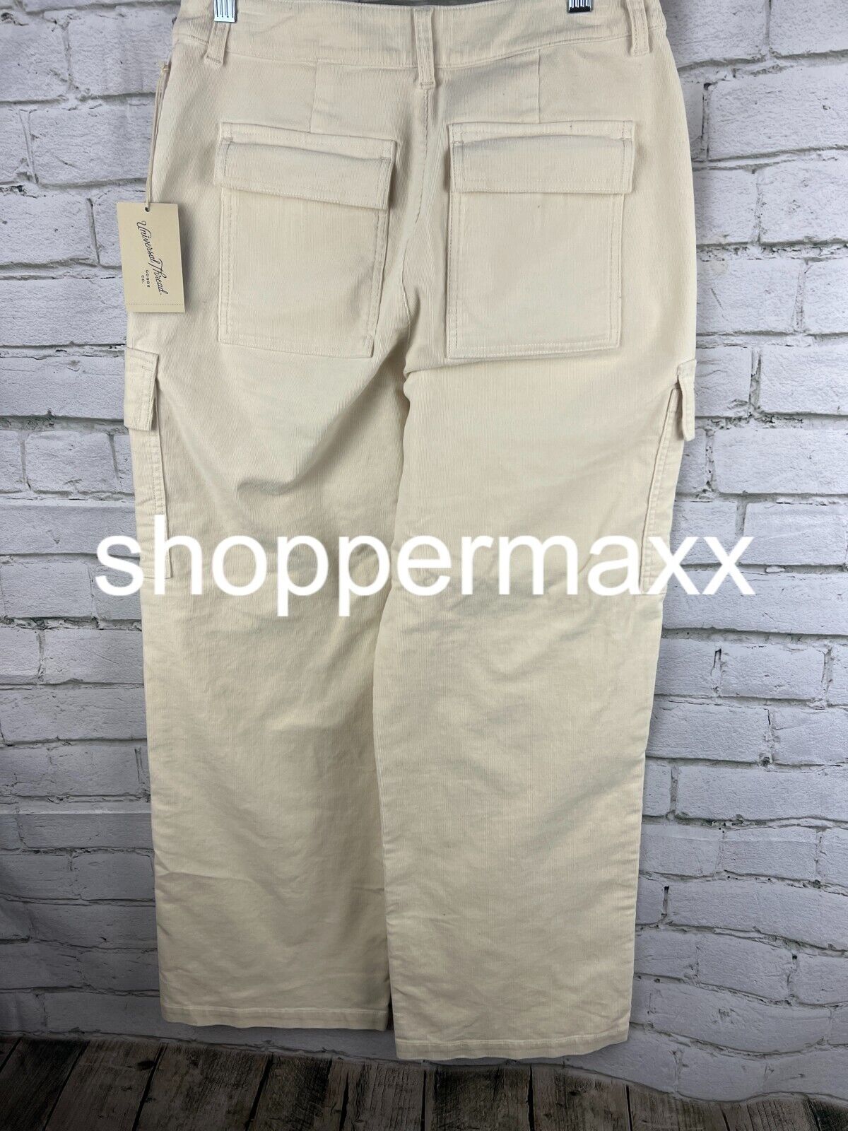 Women's High-Rise Straight Leg Corduroy Cargo Pants - Universal Thread, Cream, 8