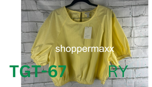 Women's Slim Fit Puff Short Sleeve Top - A New Day, Yellow, XL