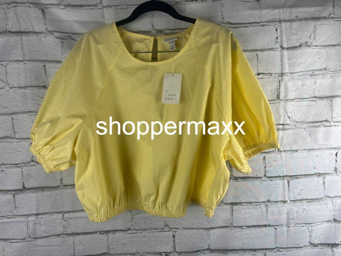 Women's Slim Fit Puff Short Sleeve Top - A New Day, Yellow, XL