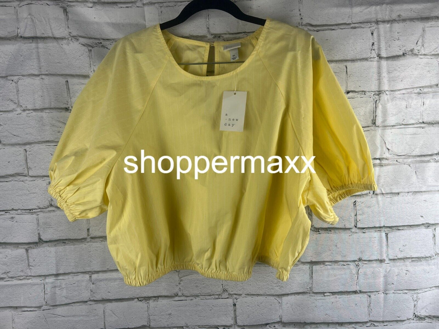 Women's Slim Fit Puff Short Sleeve Top - A New Day, Yellow, XL