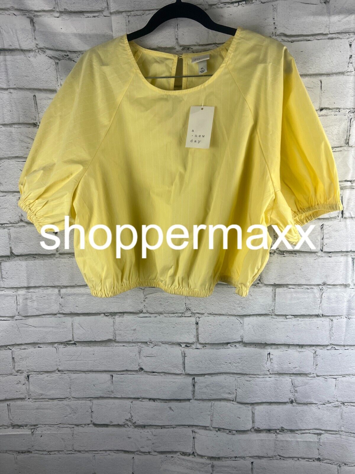 Women's Slim Fit Puff Short Sleeve Top - A New Day, Yellow, XL
