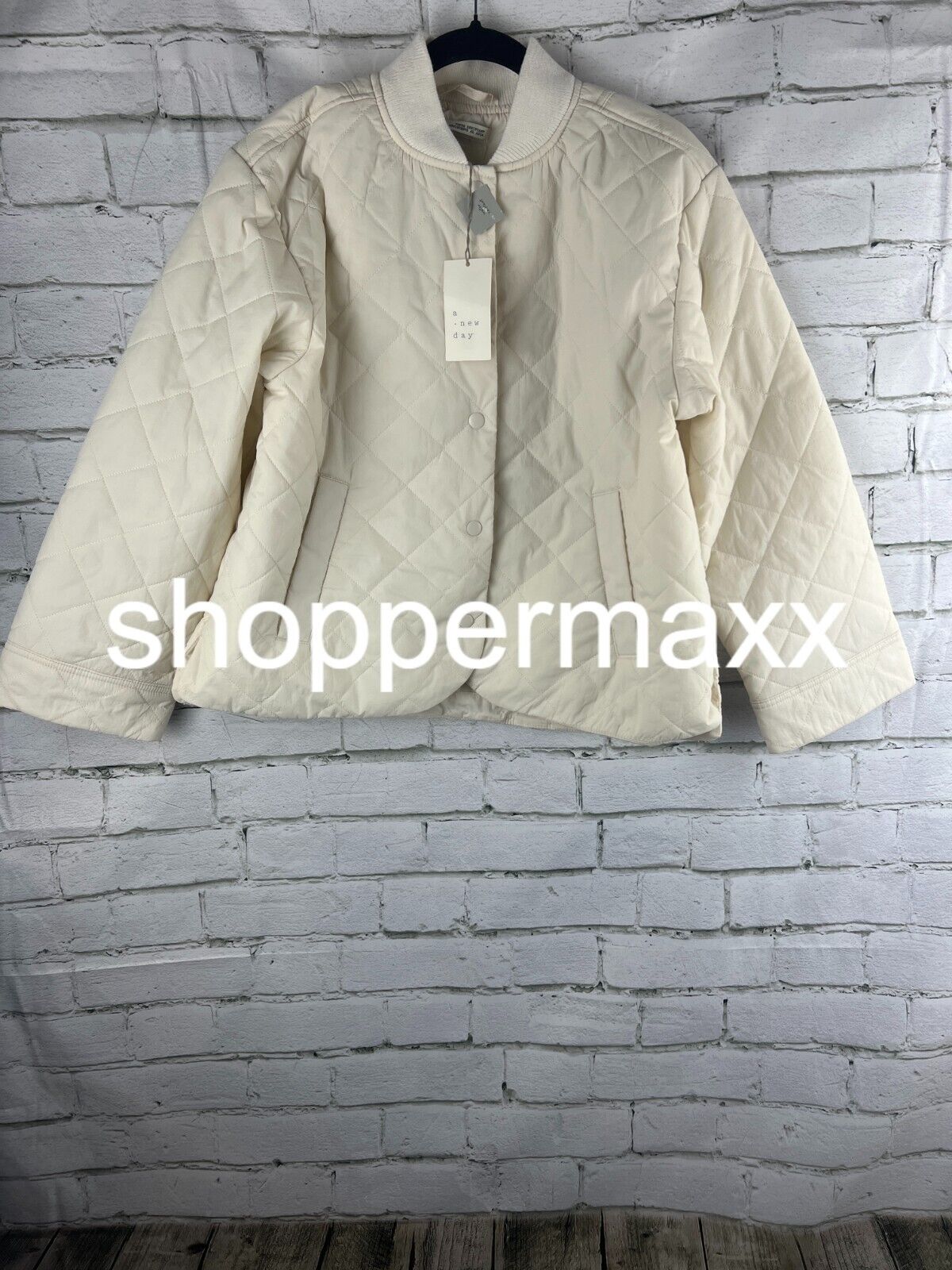 Women's Quilted Bomber Jacket - A New Day, White, XS