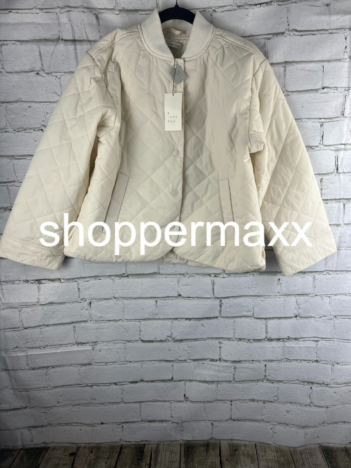 Women's Quilted Bomber Jacket - A New Day, White, XS