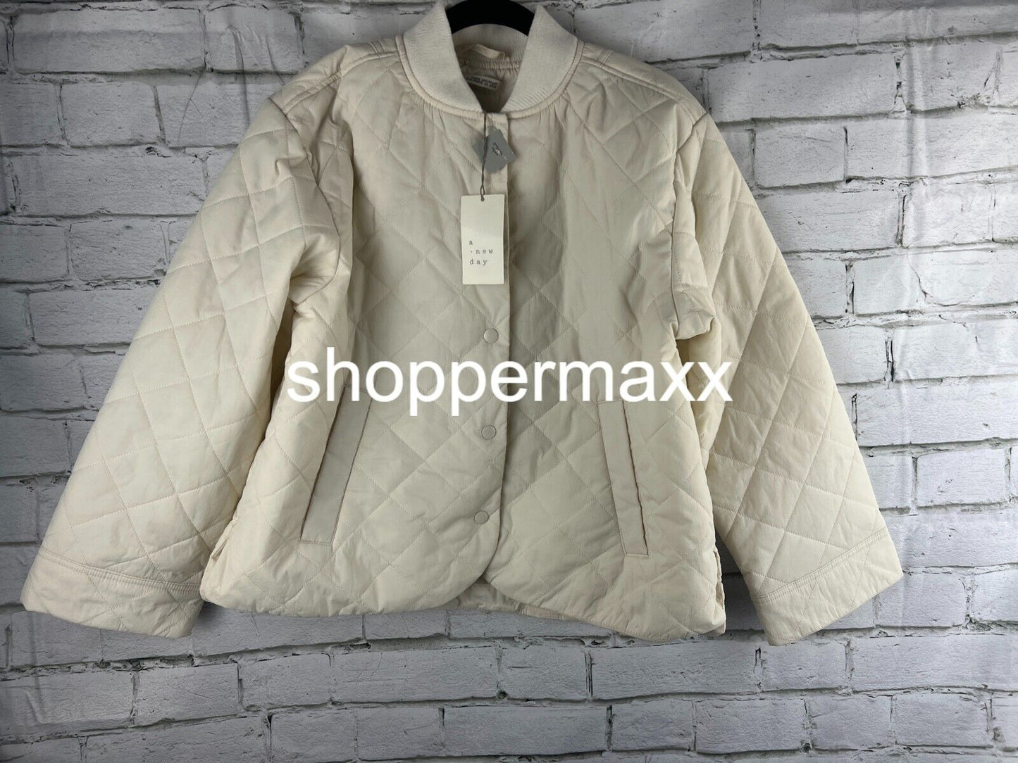 Women's Quilted Bomber Jacket - A New Day, White, XS