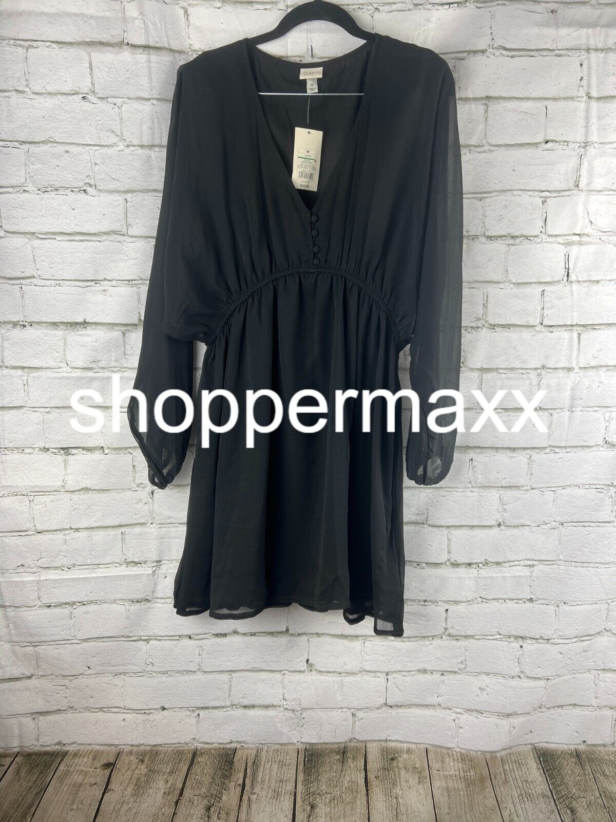 Women's Balloon Long Sleeve Mini Dress - A New Day, Black, M
