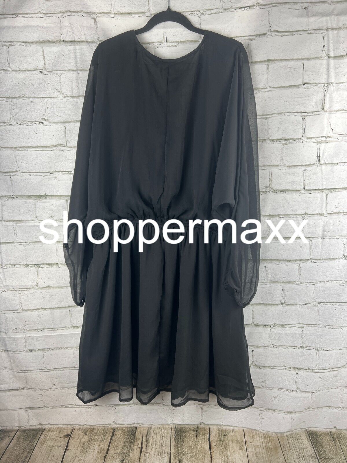 Women's Balloon Long Sleeve Mini Dress - A New Day, BLACK, 2X