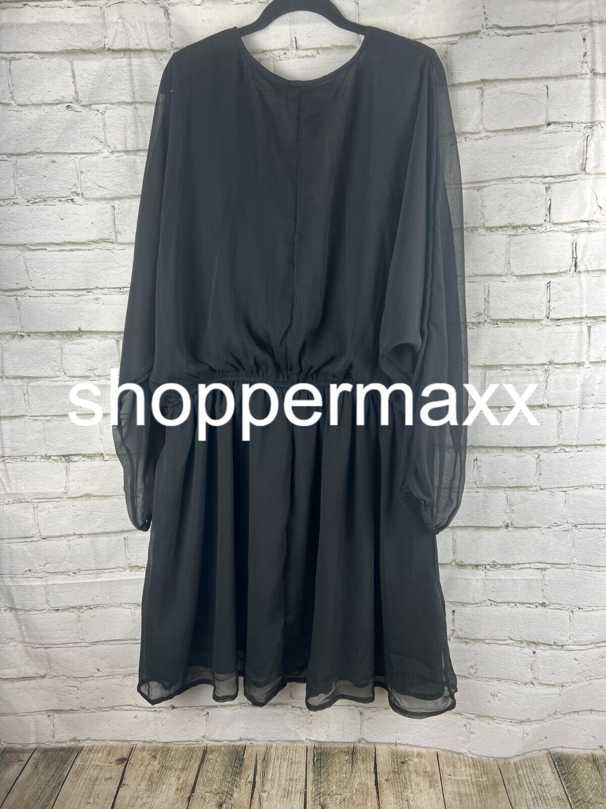 Women's Balloon Long Sleeve Mini Dress - A New Day, BLACK, 2X