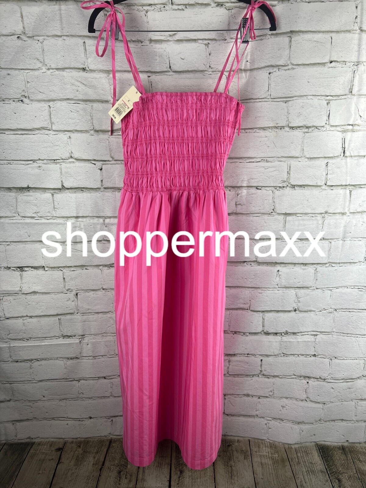 Women's Midi Smocked Sundress - A New Day, Pink Striped, S