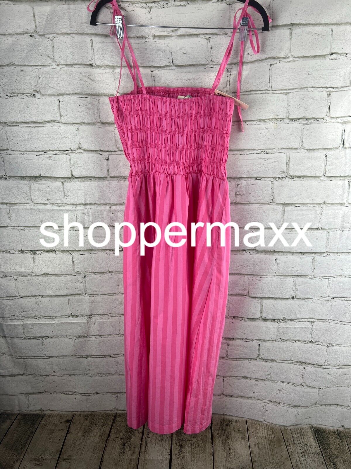 Women's Midi Smocked Sundress - A New Day, Pink Striped, S