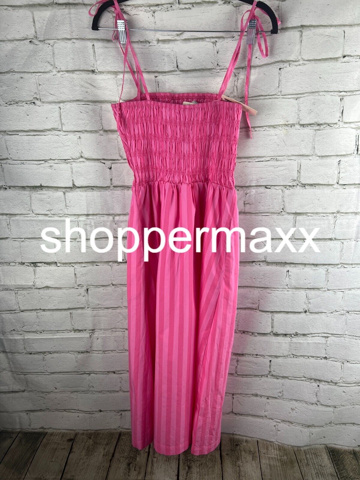 Women's Midi Smocked Sundress - A New Day, Pink Striped, S