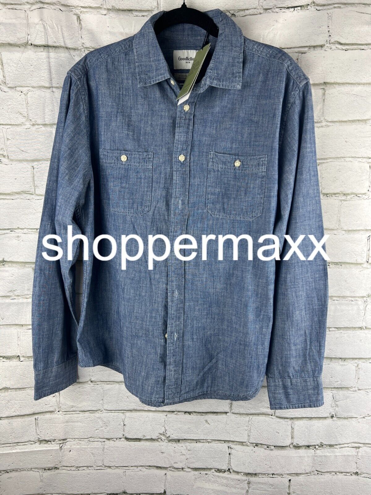 Men's Button-Down Shirt - Goodfellow & Co, Medium Wash, Medium