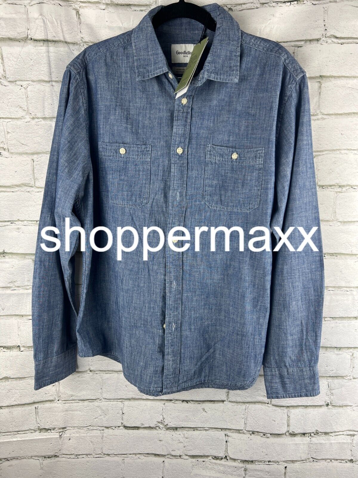 Men's Button-Down Shirt - Goodfellow & Co, Medium Wash, Medium