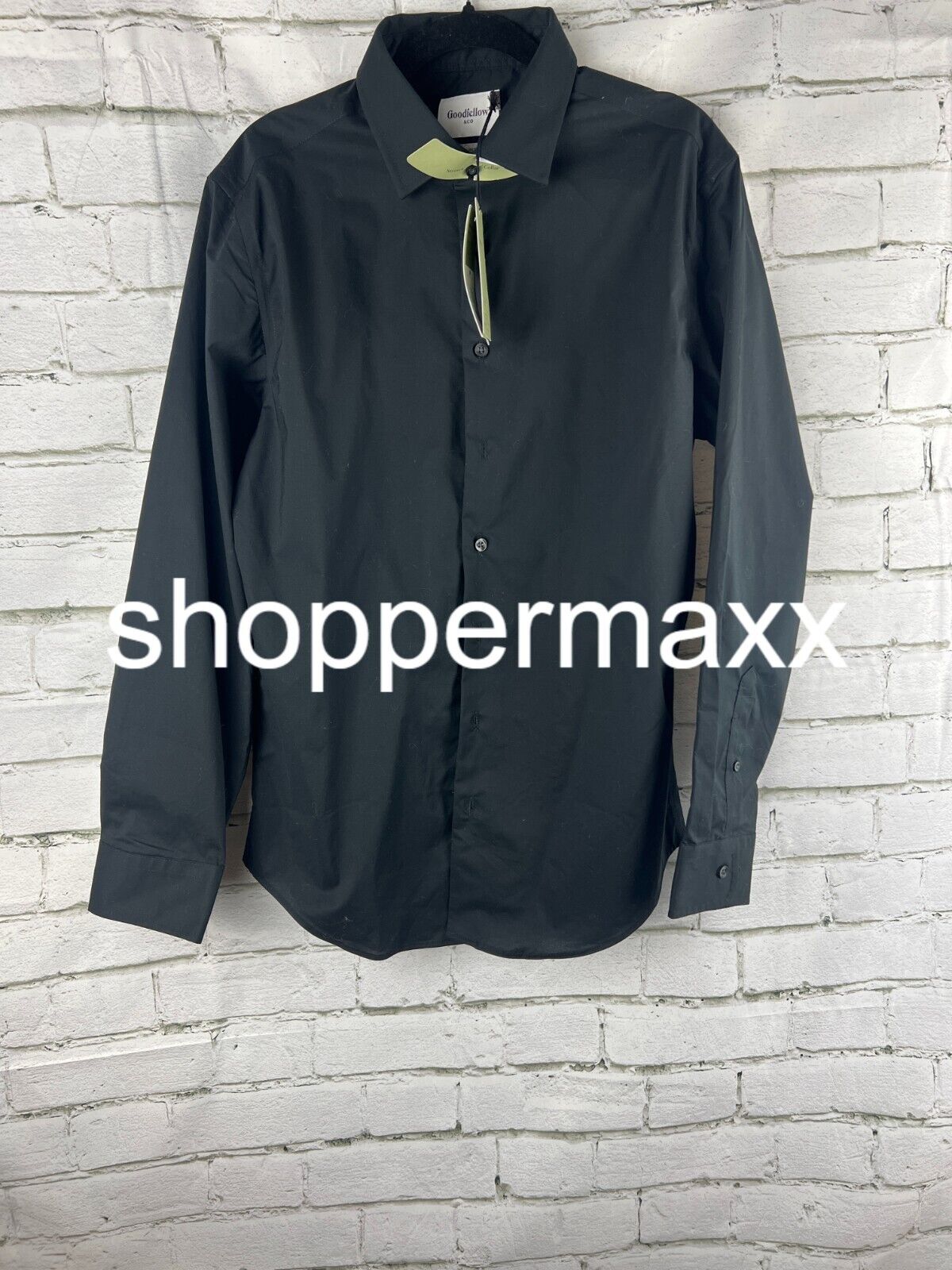 Men's Performance Long Sleeve Button-Down Shirt - Goodfellow & Co, BLACK, Large