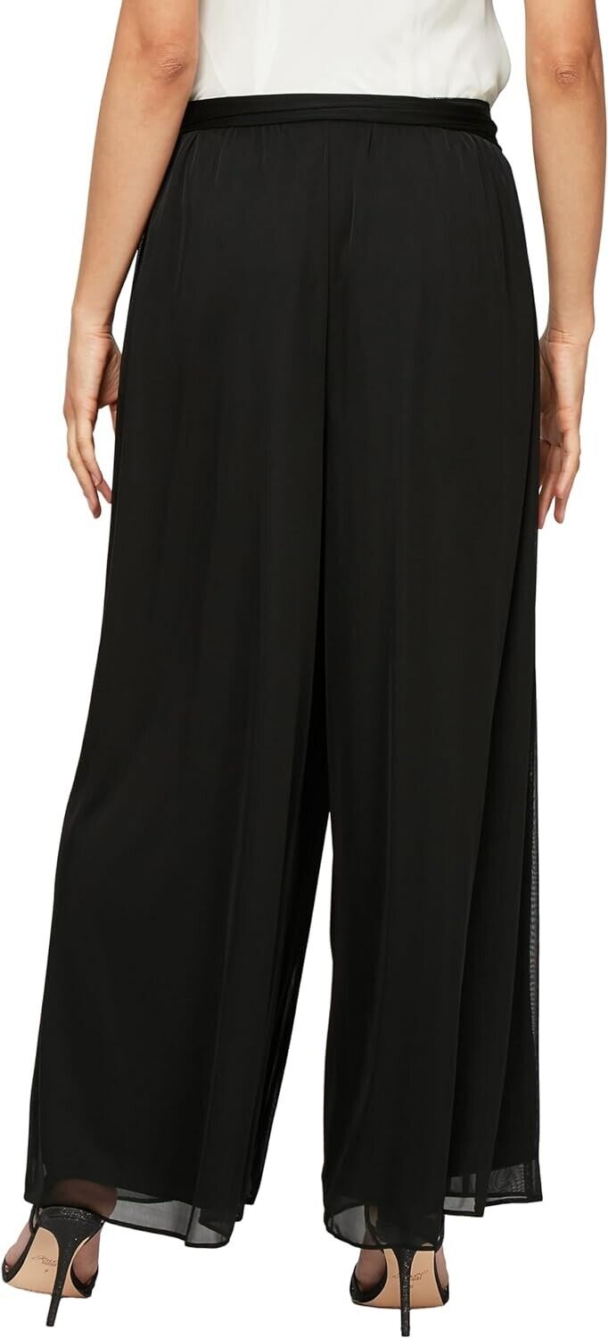 Alex Evenings womens Wide Leg Chiffon Dress Pants Side Tie, L READ MEASUREMENTS