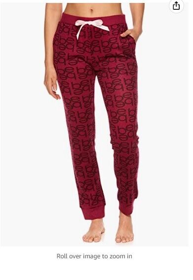 bebe Womens Skinny Jogger Pants Lounge Sleepwear Pajama Bottoms Red Plum 3XL