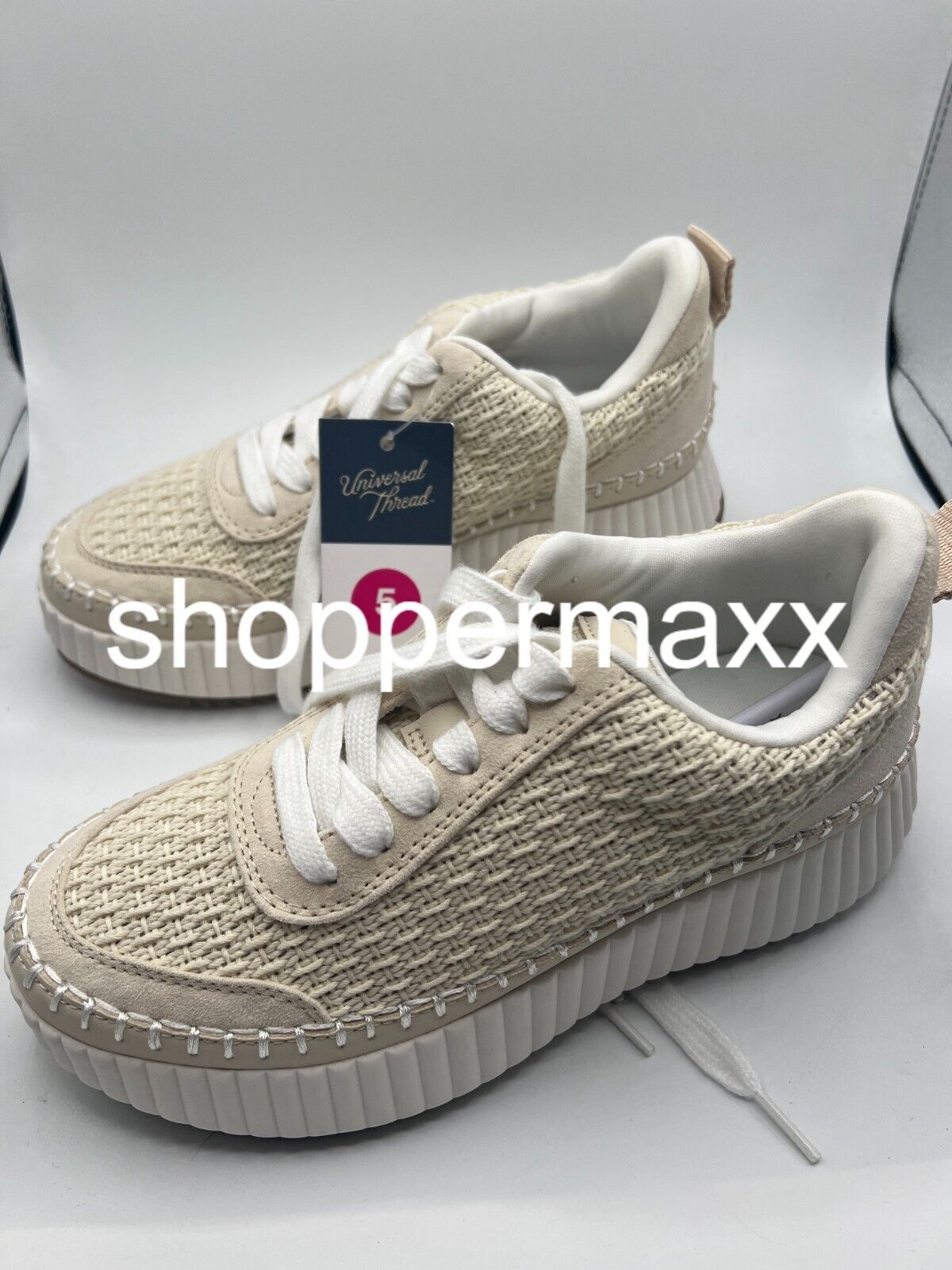 Women's Persephone Sneakers with Memory Foam Insole - Universal Thread, Beige, 5