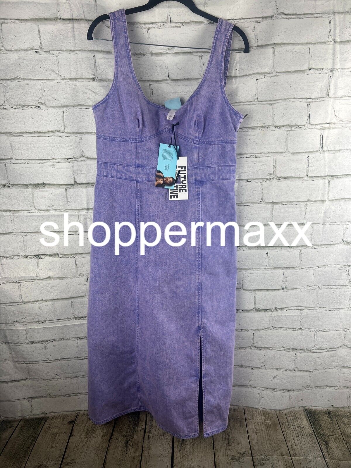 Women's Tie-Dye Corset Denim Dress - Future Collective, Violet, 8