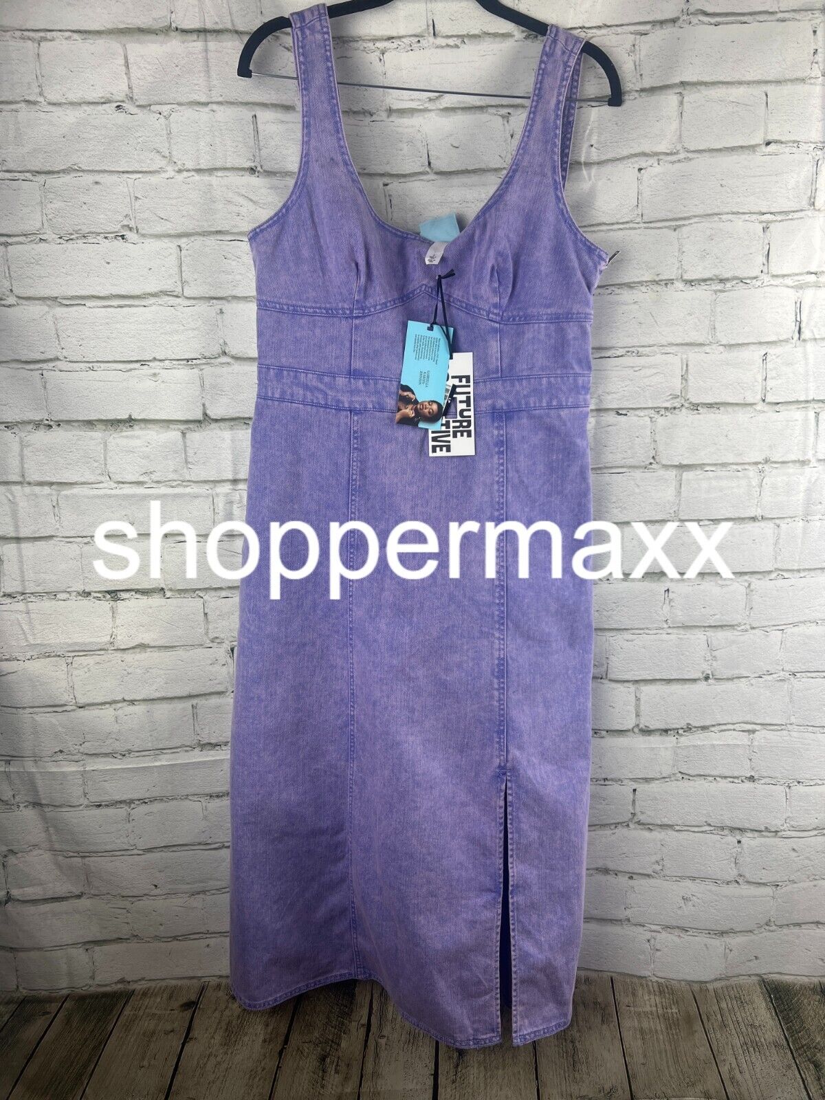 Women's Tie-Dye Corset Denim Dress - Future Collective, Violet, 8