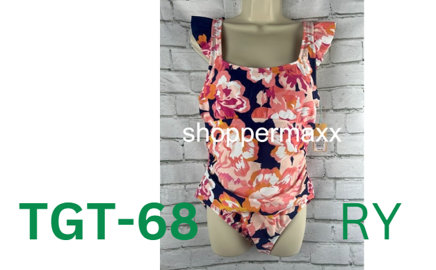 Women's Full Coverage Floral Print One Piece Swimsuit - Kona Sol, Multi, L