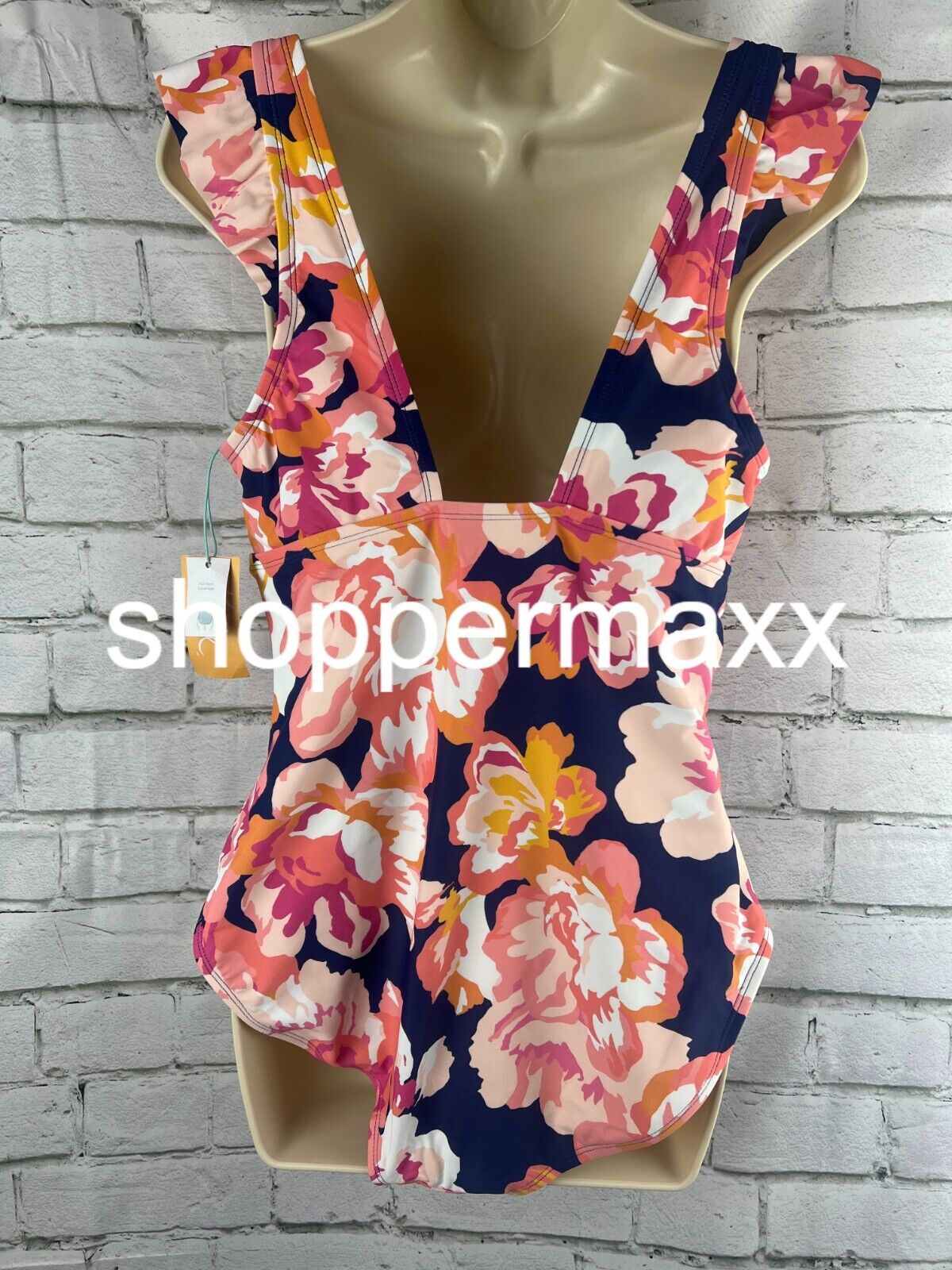 Women's Full Coverage Floral Print One Piece Swimsuit - Kona Sol, Multi, L