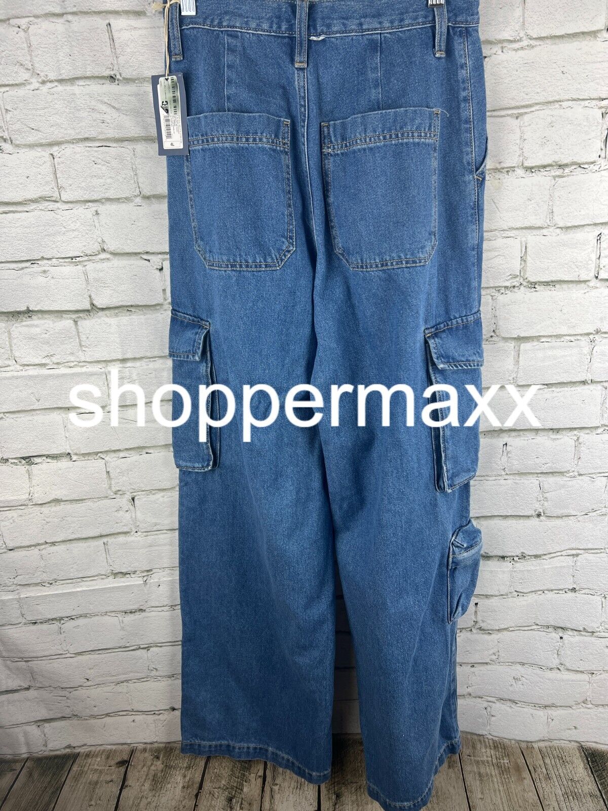 Women's High-Rise Wide Leg Denim Cargo Pants - Universal Thread, Medium Wash 4L