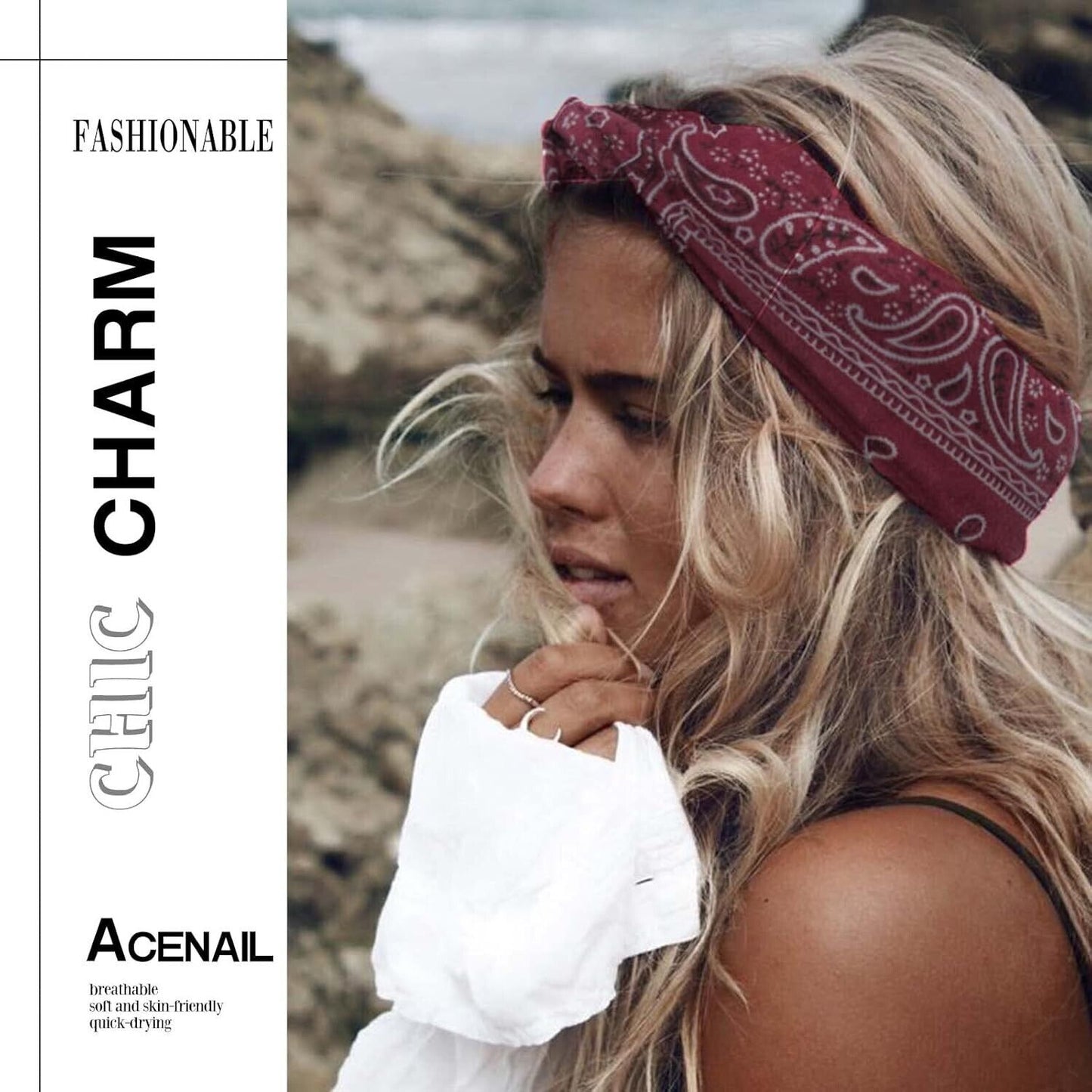 Acenail Women Girls Headband Wide Knotted Turban Elastic Non Slip Hairbands 4Pcs