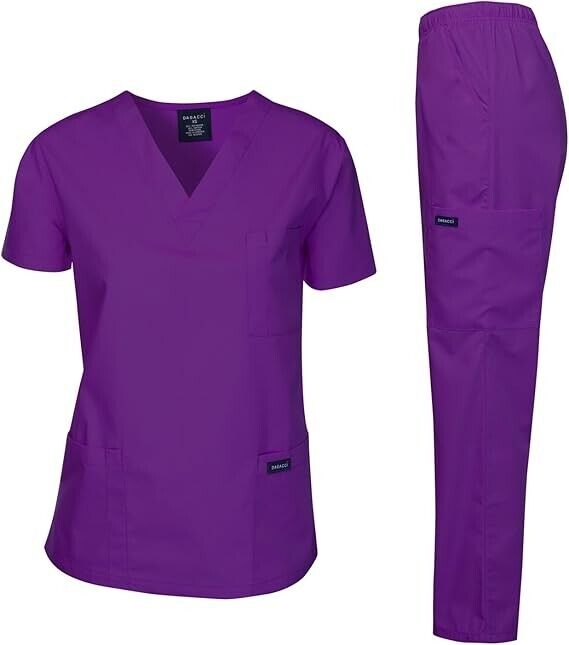 Dagacci Medical Uniform Woman & Man Scrub Set Unisex Medical Scrub Top- Pant XXL