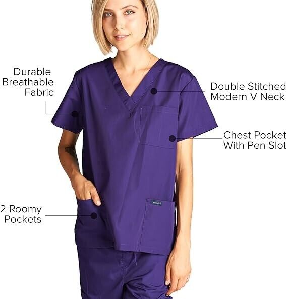 Dagacci Medical Uniform Woman & Man Scrub Set Unisex Medical Scrub Top- Pant XXL