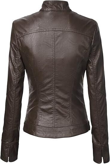Come Together California CTC WJC747 Womens Dressy Vegan Leather Biker Jacket, L