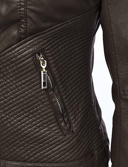 Come Together California CTC WJC747 Womens Dressy Vegan Leather Biker Jacket, L