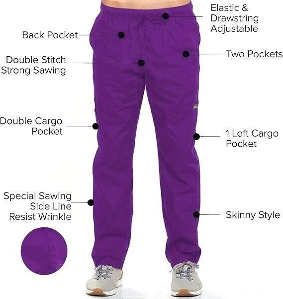 Dagacci Medical Uniform Woman & Man Scrub Set Unisex Medical Scrub Top- Pant XXL