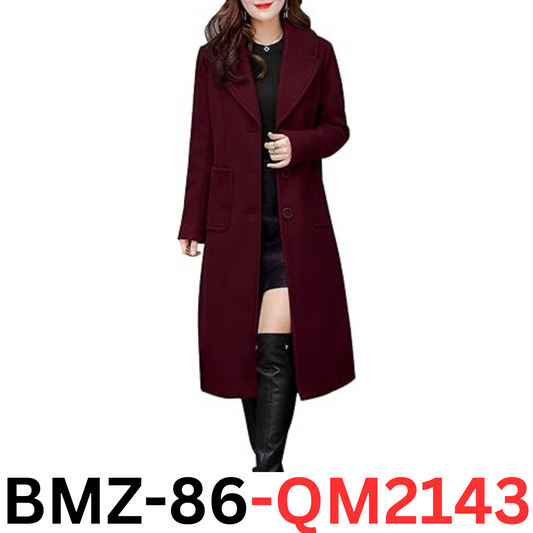 chouyatou Women's Big Notch Lapel Single Breasted Mid-Long Wool Blend Coat (XS)